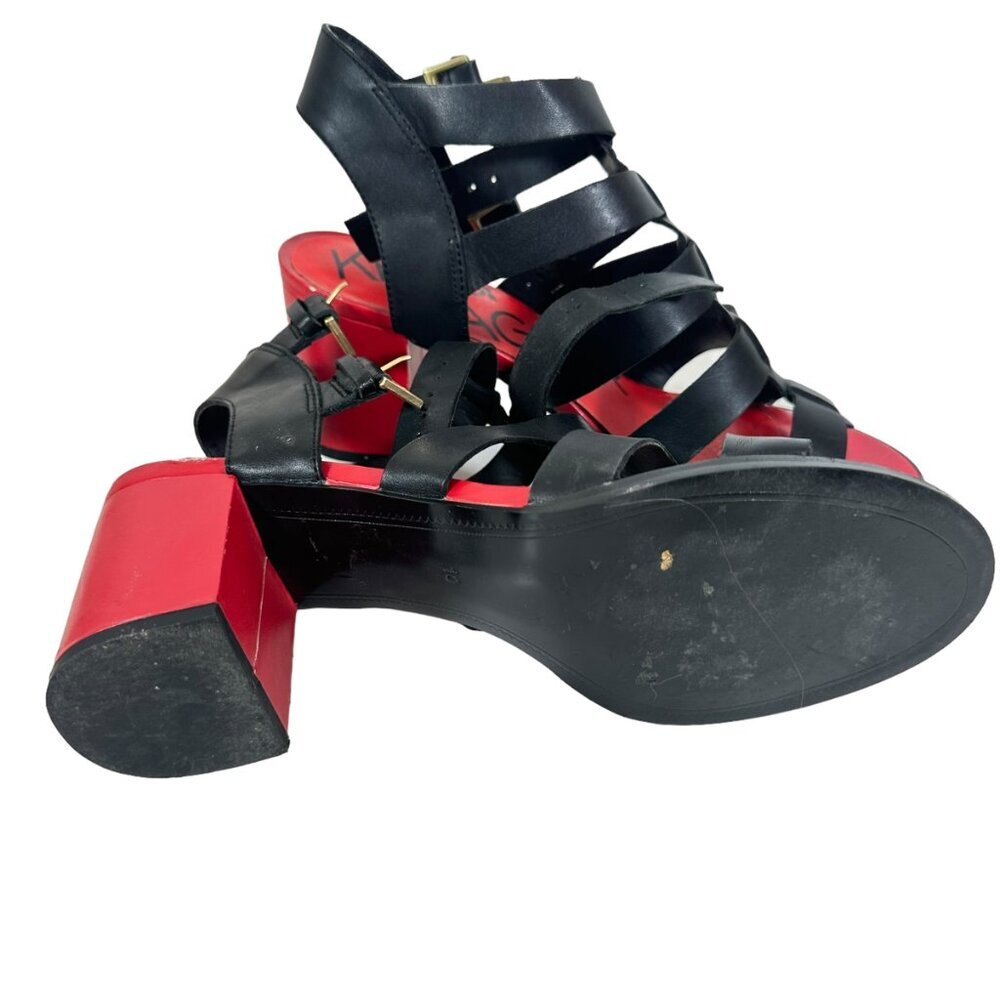 Killer Red soles, chunky heels and black straps sandals by brand Kelsi Dagger - Picture 3 of 8